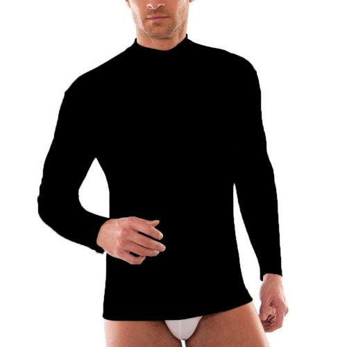 Set 2 Maglie Uomo Mezzo Collo Lupetto Aderente Maniche Lunghe Leggermente Felpato Colore Nero E Blu